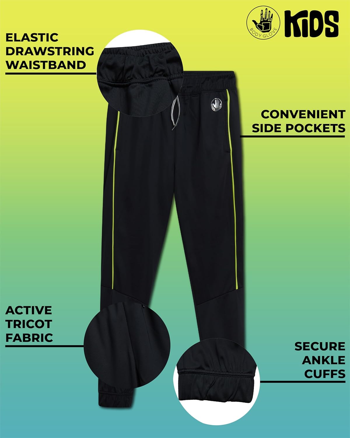 Body Glove Boys Sweatpants - 4 Pack Performance Tricot Boys Joggers with Drawstring Waist - Kids Soft Stretch Athletic Pants - Image 5