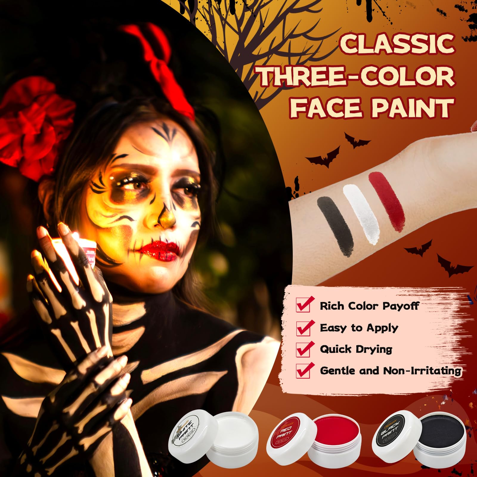 Oiomniv 23 Pcs Halloween Zombie Makeup Kit, SFX Face Painting Set for Clown Vampire, Skeleton, Witch, Cosplay - Image 3