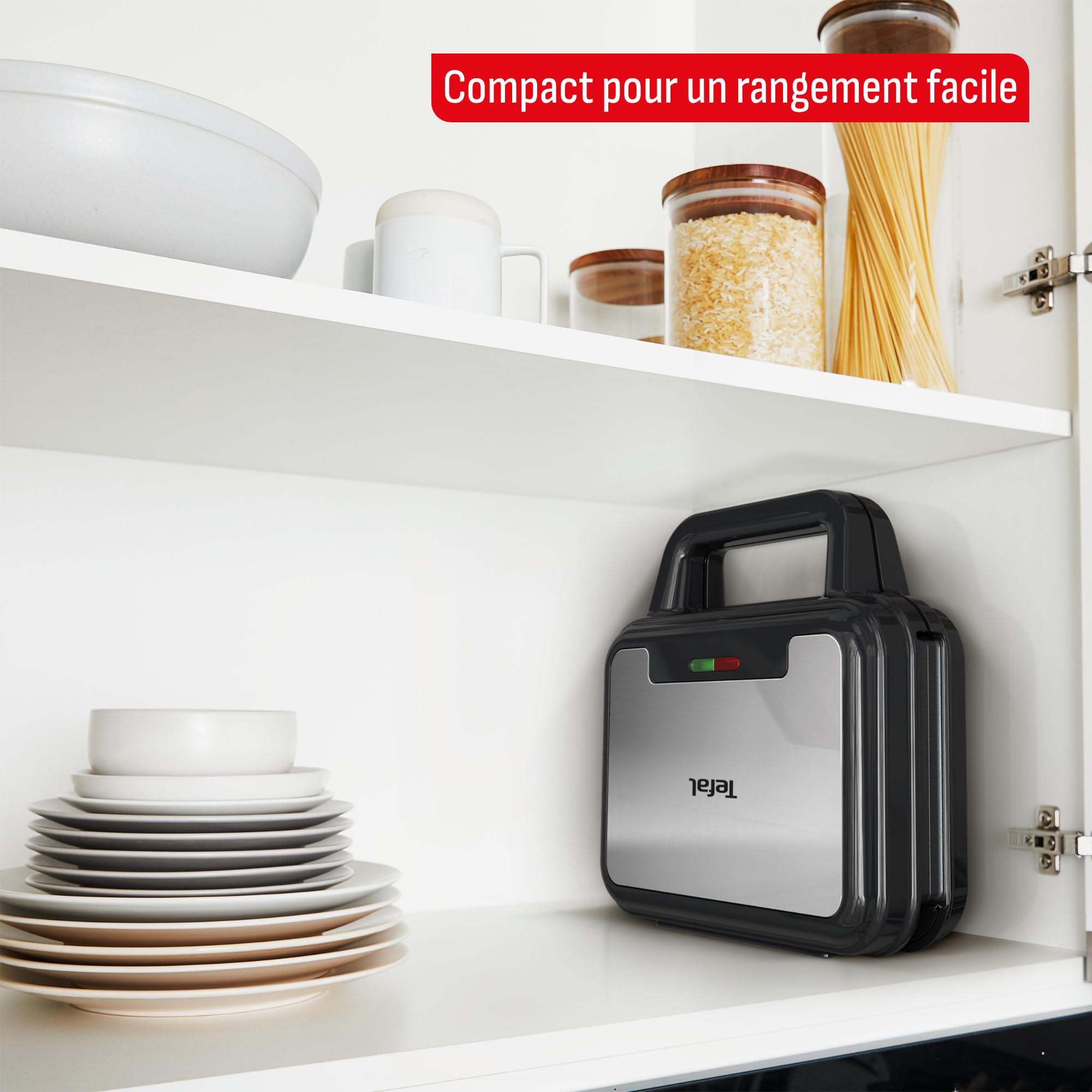 Tefal UltraCompact 3-en-1 Appareil à Gaufres, Sandwichs et Paninis, 3 jeux de plaques inclus, Compact, Rangement Facile, 700 W, SW383D10