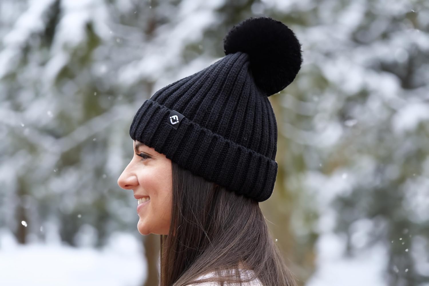 Funky Junque Women’s Winter Detachable Pom Beanie – Warm Knit Hat with Removable Faux Fur Pom, Soft Stretch Acrylic Cozy Cap - Image 5