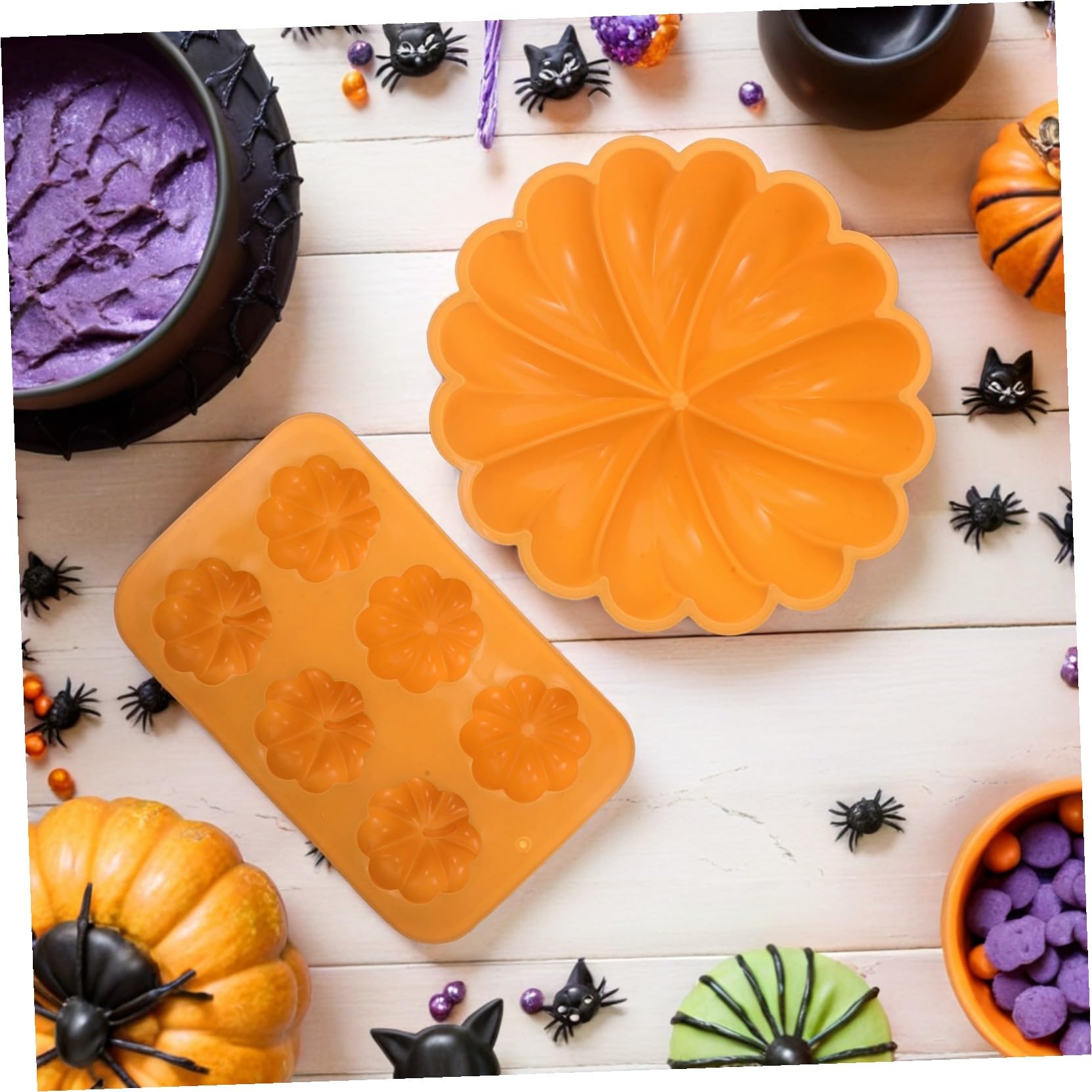 IMIKEYA 2piezas Moldes de Silicona para Pasteles de Calabaza Molde de Silicona para Hornear para Halloween y Festivales Cosecha para Postres de Mousse de Gelatina y Repostería Doméstica