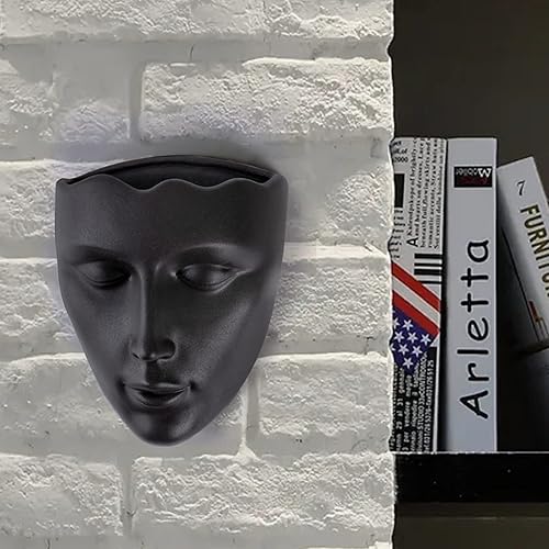 Miniatura 9 de Notakia Maceta de cara montada en la pared para exteriores/interiores con drenaje para suculentas, cactus y plantas pequeñas, regalo único para