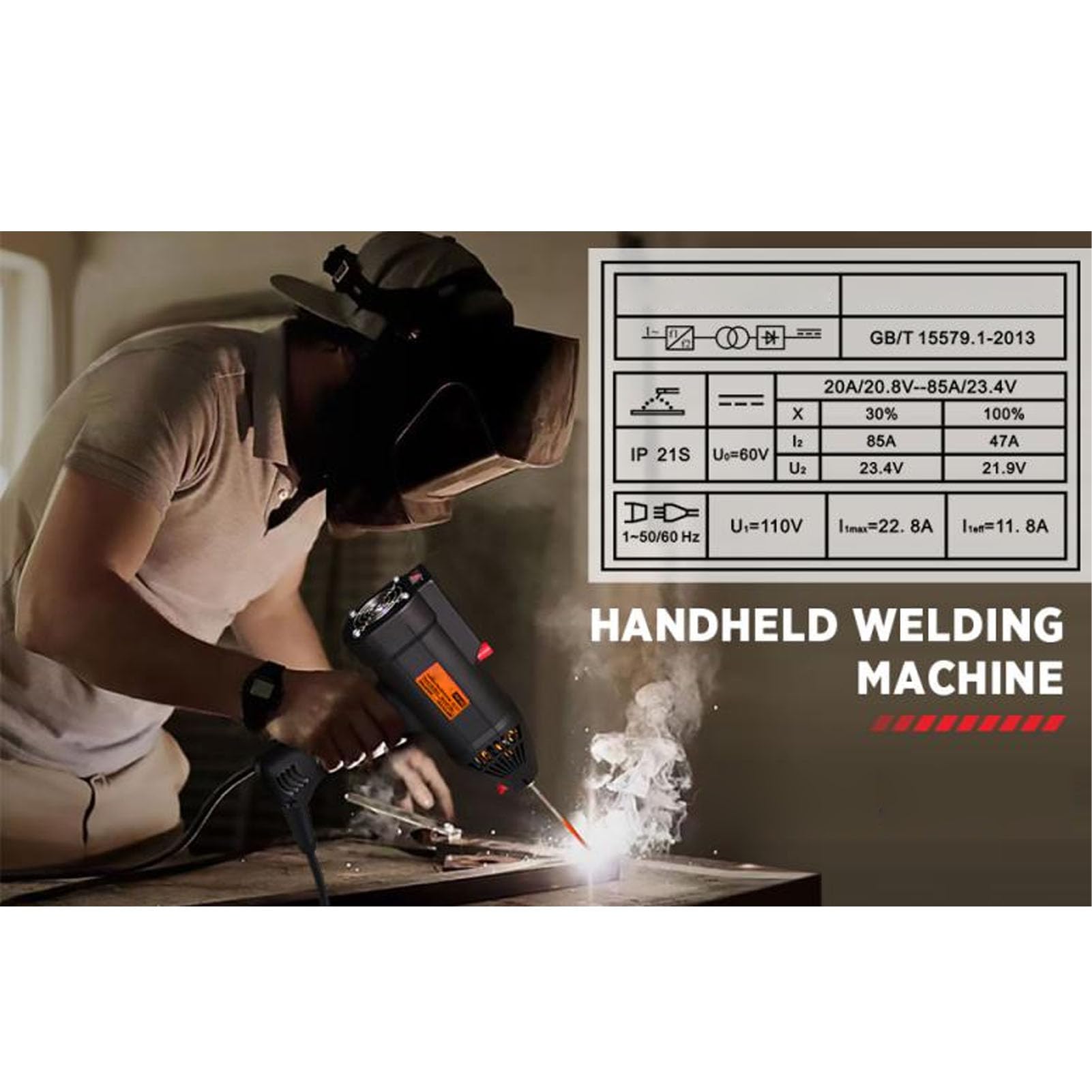 Máquina de Soldadura de Mano Pantalla Digital Aparato de Soldadura Inversor Mini Equipo de Soldadura Herramienta de Soldadura Completamente Automática Portátil para Ak46,