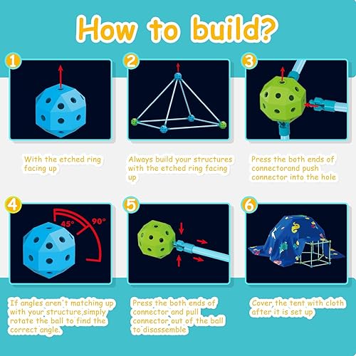 Miniatura 5 de 9IUoom Kit de construcción de fortalezas para niños, 160 piezas que brillan en la oscuridad, fortalezas de construcción, regalo de regalo, juguetes