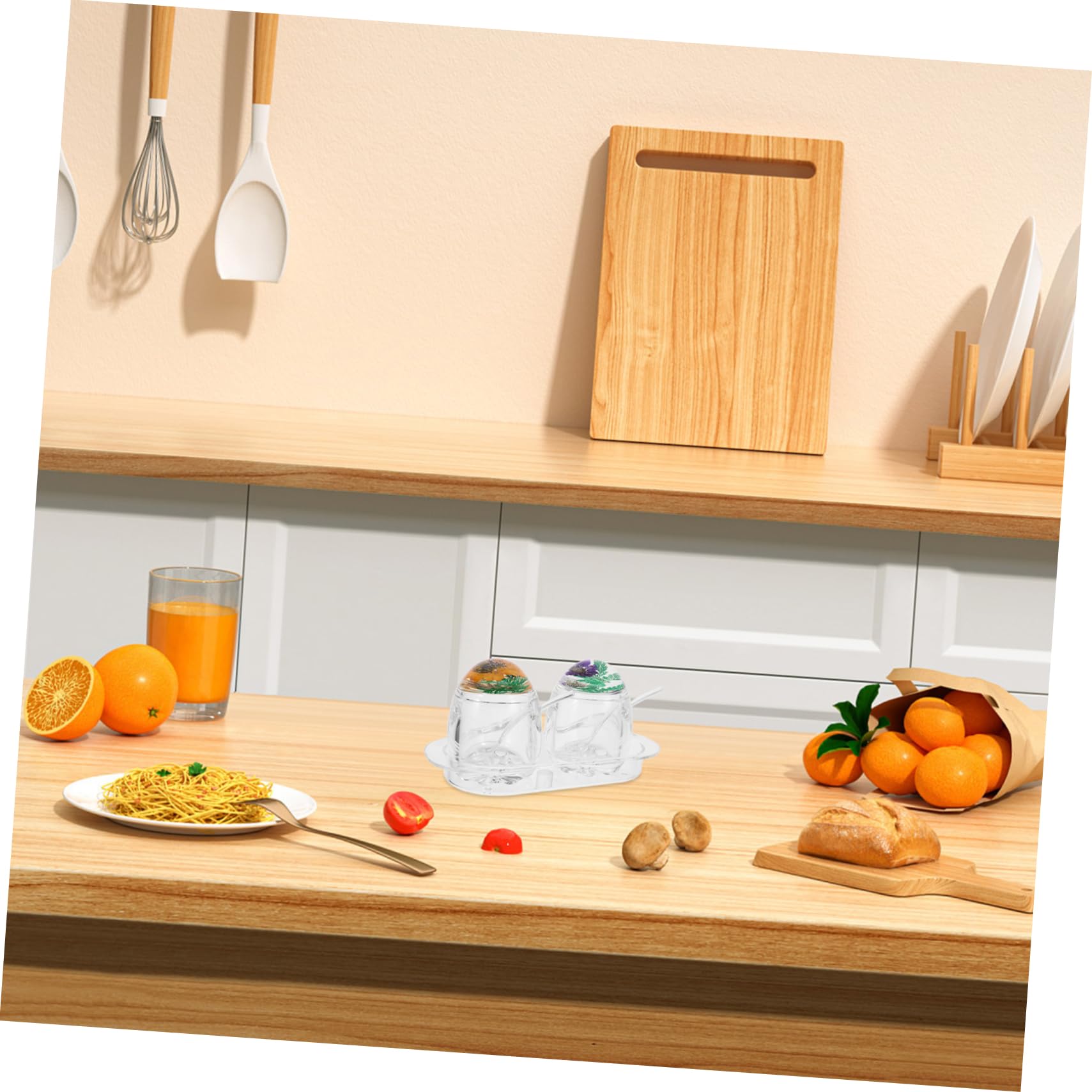 Contenitori Trasparenti Per Spezie Da Cucina Con Coperchio Design a Fiore Barattoli Per Spezie Vassoio Rimovibile Facile Da Pulire e Riutilizzare Adatti Per Conservare e Organizzar