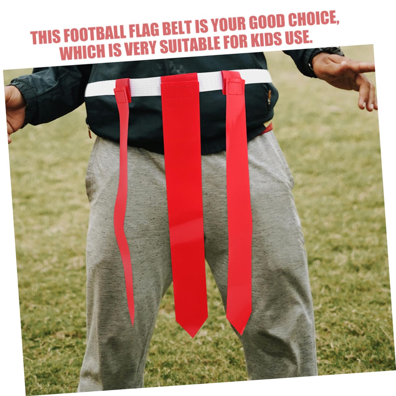 KICHOUSE 4pcs Rugby Waist Belt with Flags Flag Football Belts Set for Youth Teens Adjustable Football Flags Belt Red Yellow