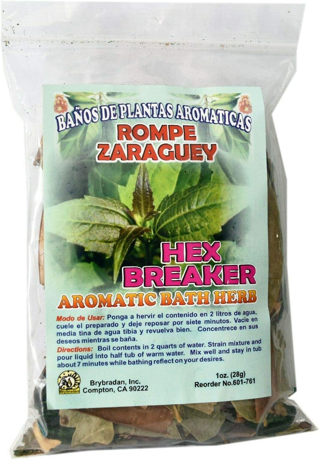 1 X 1 OZ HEX Breaker ROMPE ZARAGUEY Spiritual Aromatic Herbs Bath BANO DE PLANTAS AROMATICAS…