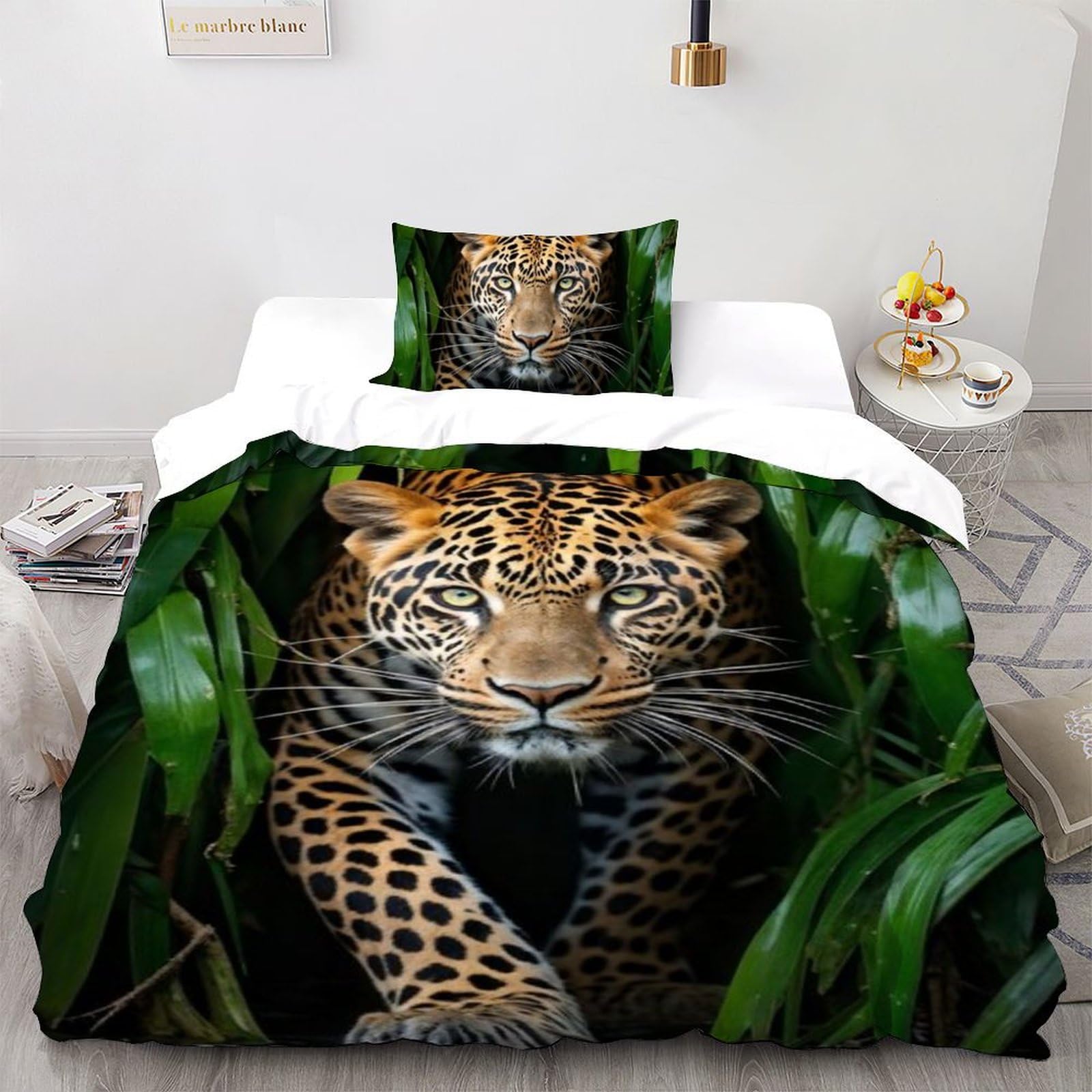 Housse de couette single Guépard microfibre pour lit enfant 135x200cm