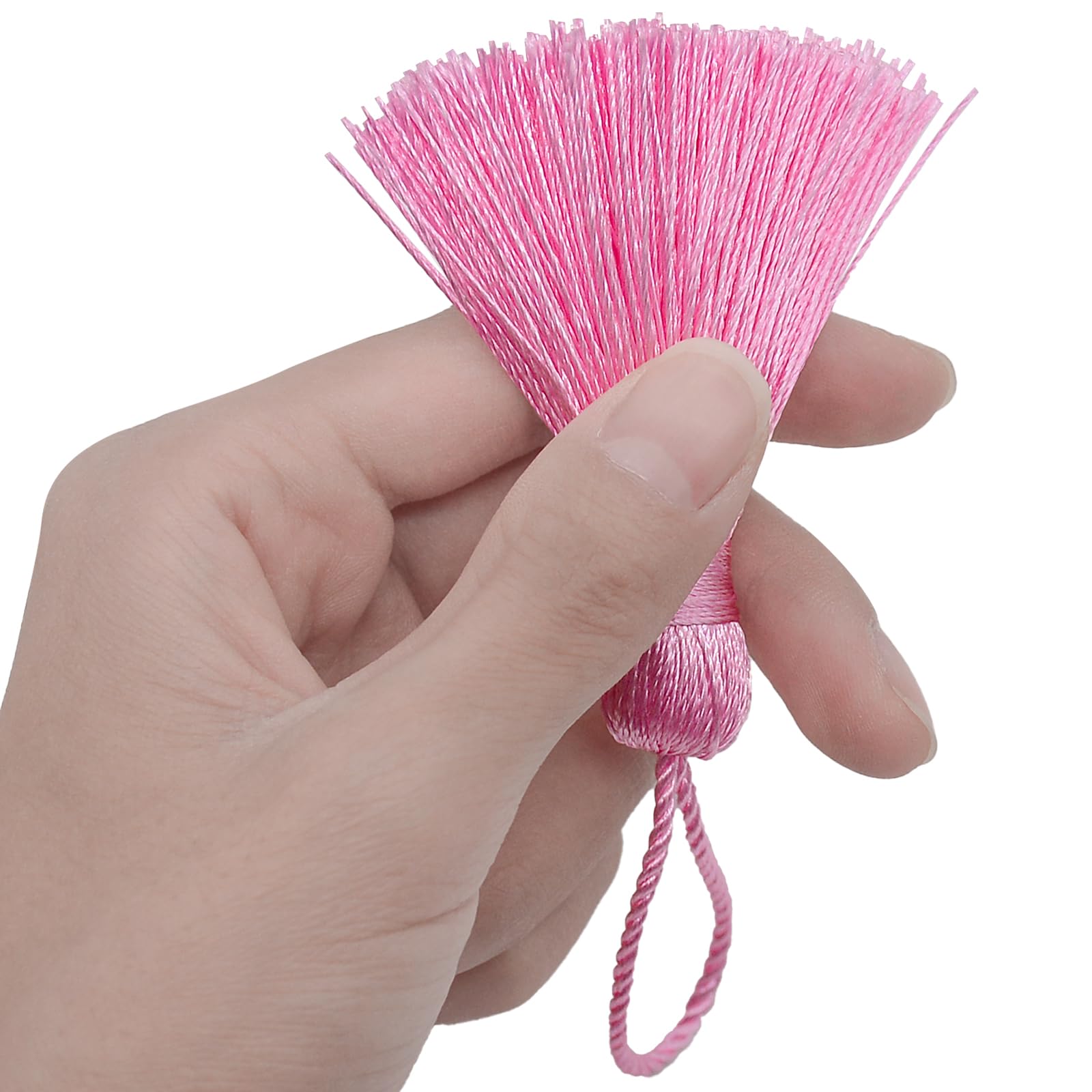 Makhry 20pcs 4.3 Inch Handmade Silky Floss Mini Tiny Craft Tassels with 2-Inch Cord Loop and Small Chinese Knot for Earrings Souvenir - Image 3