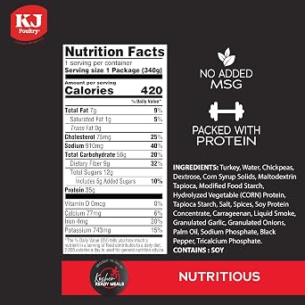 KJ Poultry Kosher Ready Meals - Turkey Shwarma, MRE Meat Meals Ready to Eat, Gluten Free, Halal, (1 Pack) Prepared Entree Fully Cooked, Shelf Stable Microwave Dinner, Travel, Military, Camping