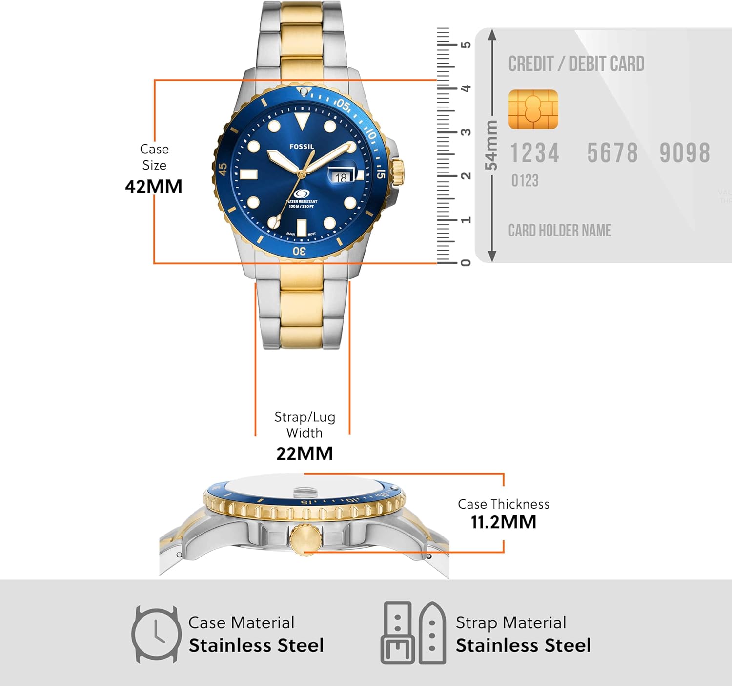 Fossil Men's Fossil Blue Quartz Stainless Steel Three-Hand Watch - Image 7