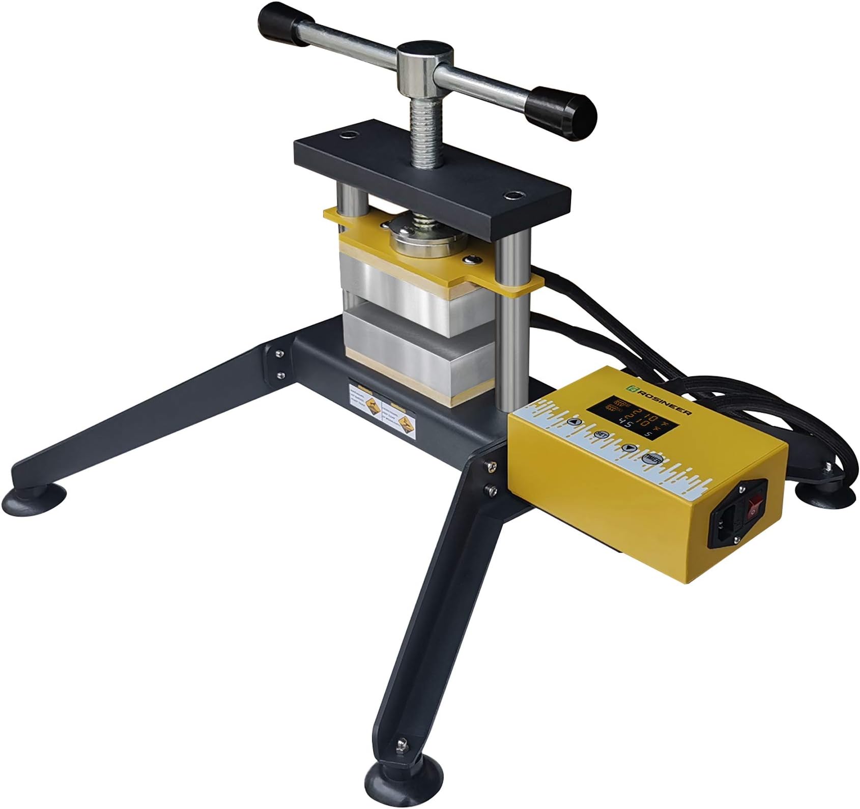 Rosineer Grip-E Twist Heat Press, 5000+lbs Force, 3" x 5" Dual Insulated Heat Plates - Affixed and Portable Options - Detachable Control Box