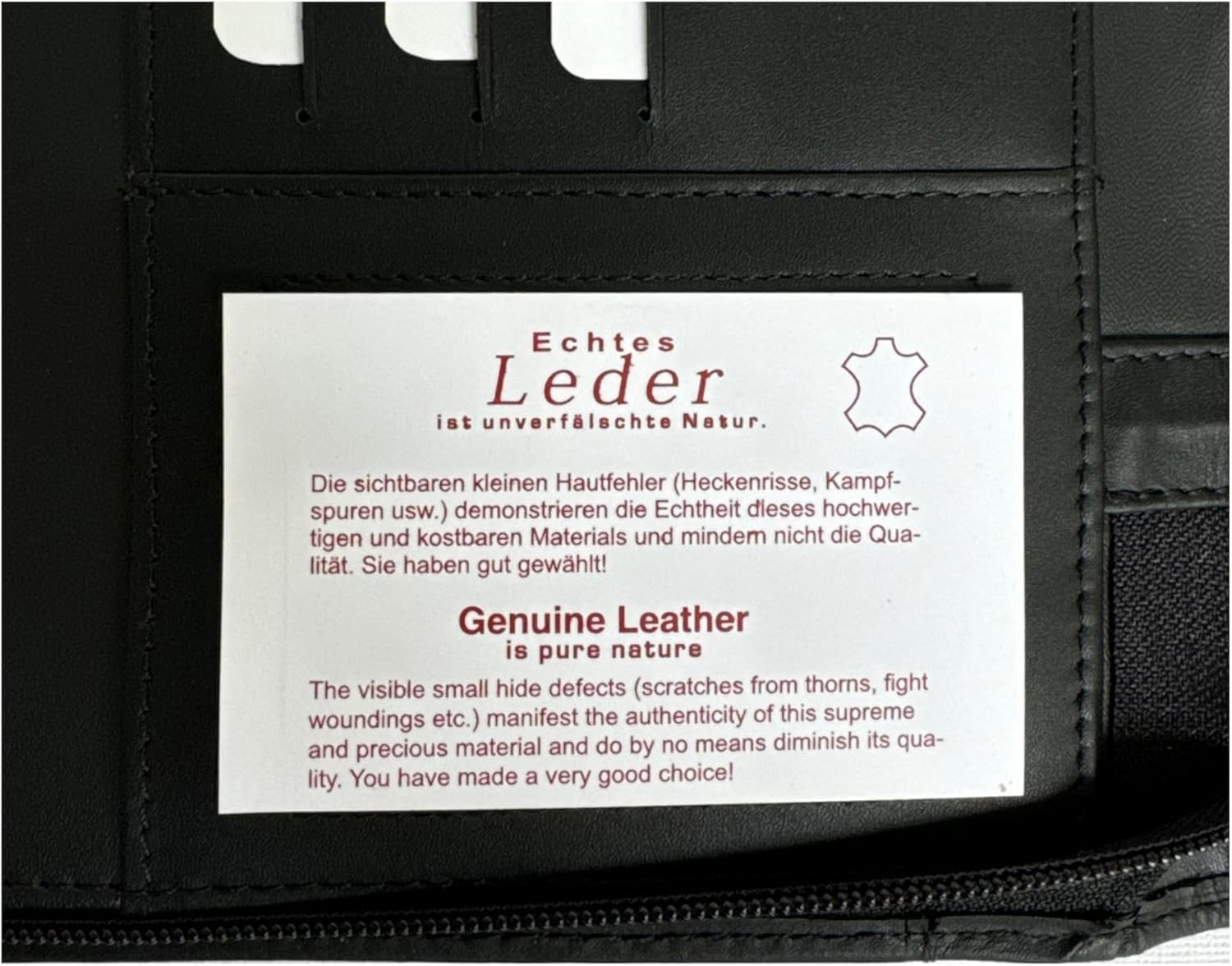 A4 Genuine Cowhide Leather Writing Case - Business Folder & Conference Folder with Zip, Writing Pad, Card Slots & Document Compartments - Leather Document Folder for Office & Business - Image 4
