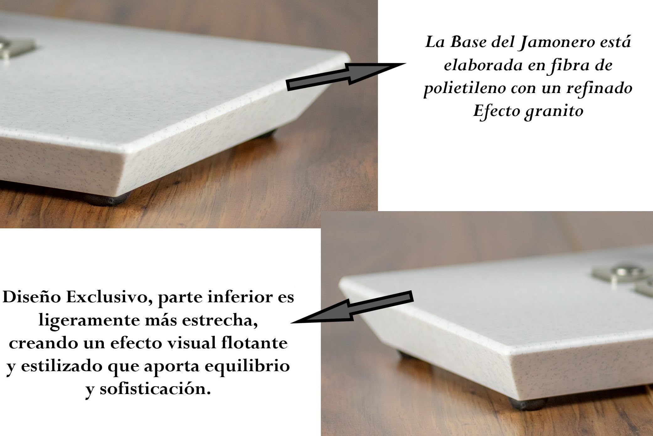 FERRETERIA LEPANTO Jamonero Giratorio Basculante con Base de Fibra Efecto Granito, Soporte jamonero con Base Efecto Flotante, jamonero Modelo Gala (Sin Set de Corte)