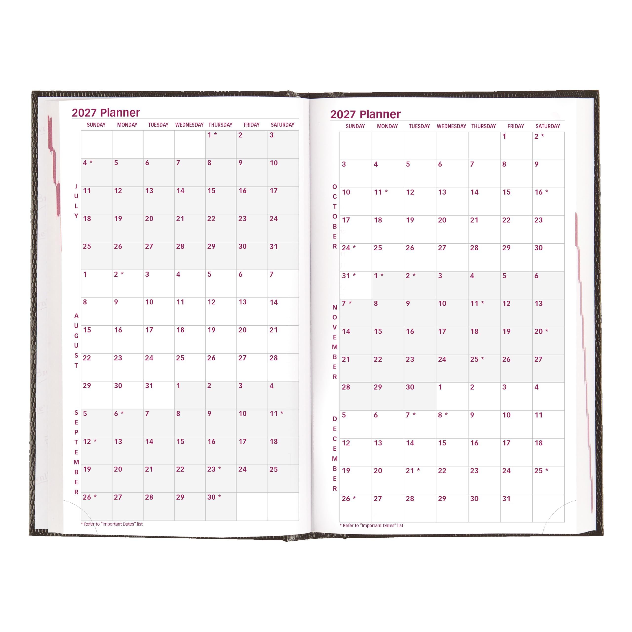 Brownline® - Agenda giornaliera/mensile tradizionale 2027, 12 mesi, da dicembre a gennaio, rilegatura a doppio filo, 20,3 x 12,7 cm, nero (CB634.BLK)