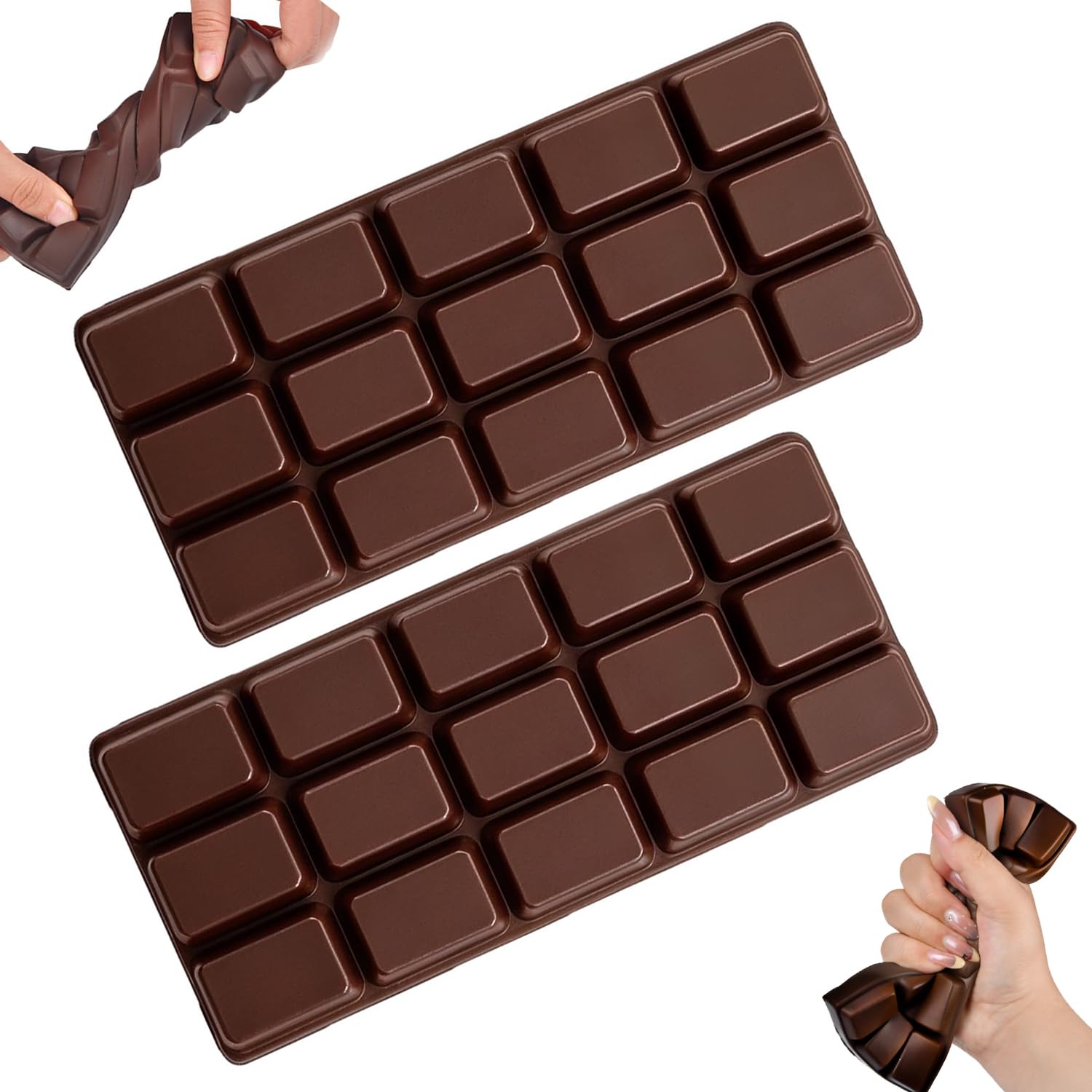 2PCS Chocolate SquishyToys, Toys Chocolate Butter Squishy Fidget Toys Adults Kids, Realistic Food Slow Rising Dquishies, Stress Balls for Kids Adult, Stress Toy for School Party Favors Office Travel — image 1