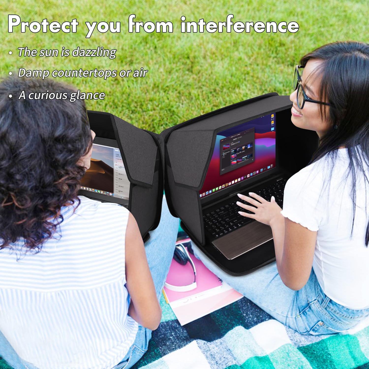 Visor de laptop Sun, Sunshade de la computadora portátil, pantalla de privacidad, bolso de Sunshade de la computadora portátil para trabajos al aire libre, portada de laptop plegable al aire libre