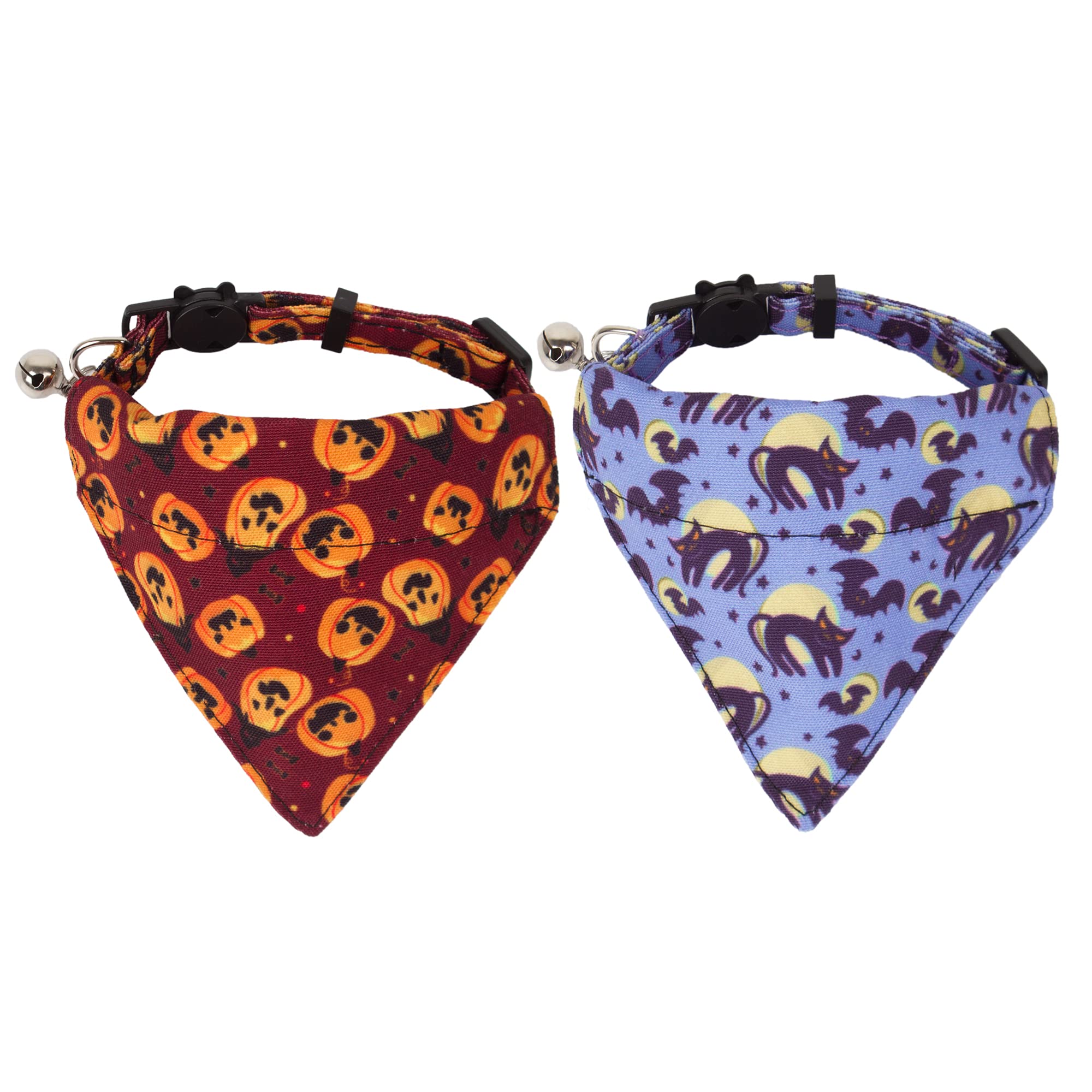 Collares de gato con campana bandana (marrón y morado)