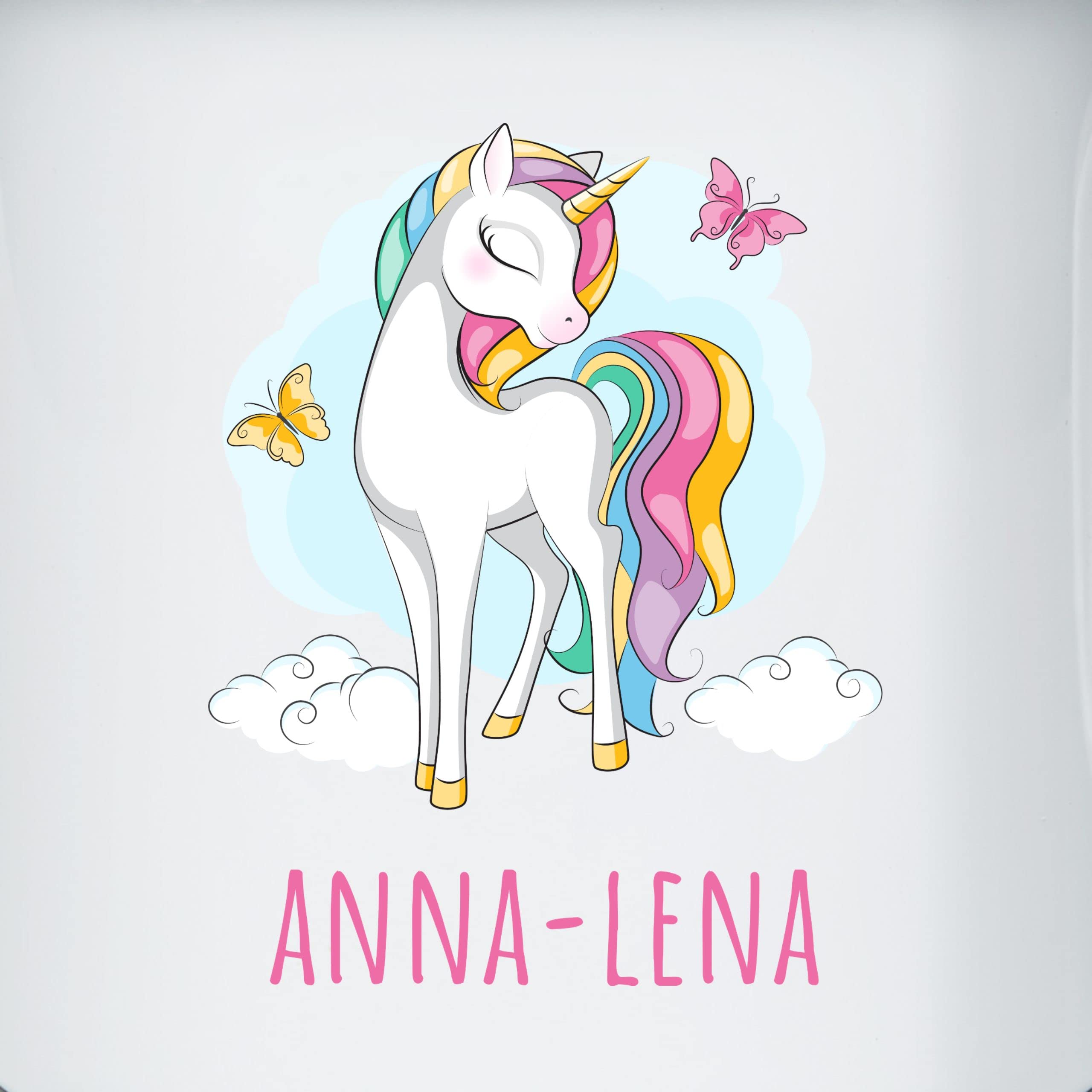 Emaille Becher Mit Einhorn-Motiv – 300 Ml, Kratzfest, Spülmaschinengeeignet (weiß/silber)