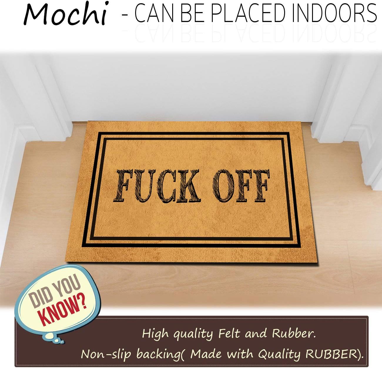 Funny Doormat for Indoor Outdoor -Funny Front Indoor Outdoor Doormat Entrance Floor Mat Non Slip Mats 23.6 in(L) by 15.7 in(W) Brown