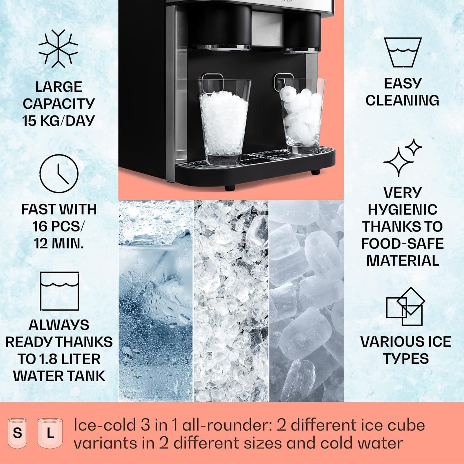 Electric Ice Crusher, Ice Maker Machine, Countertop Ice Maker, For Making Iced Tea And Coffee Etc, Home, Kitchen, Offiee And Bar on Fridge.com - View 5