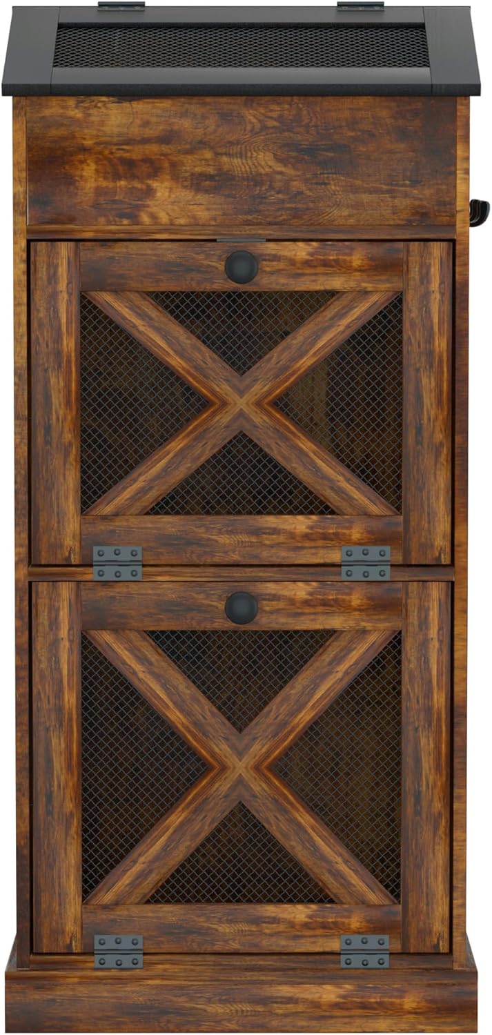 Wooden Potato and Onion Storage Bin w/Lid, Large Capacity and Ventilated Design, Ideal for Pantry, Kitchen Brown