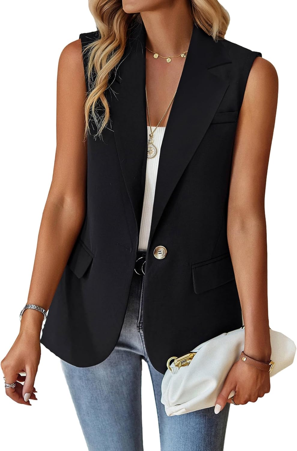 Spicy Sandia Womens Sleeveless Blazer Vest Tops Business Casual Outfits Dress Jacket Summer Trendy Dressy Office Work Clothes