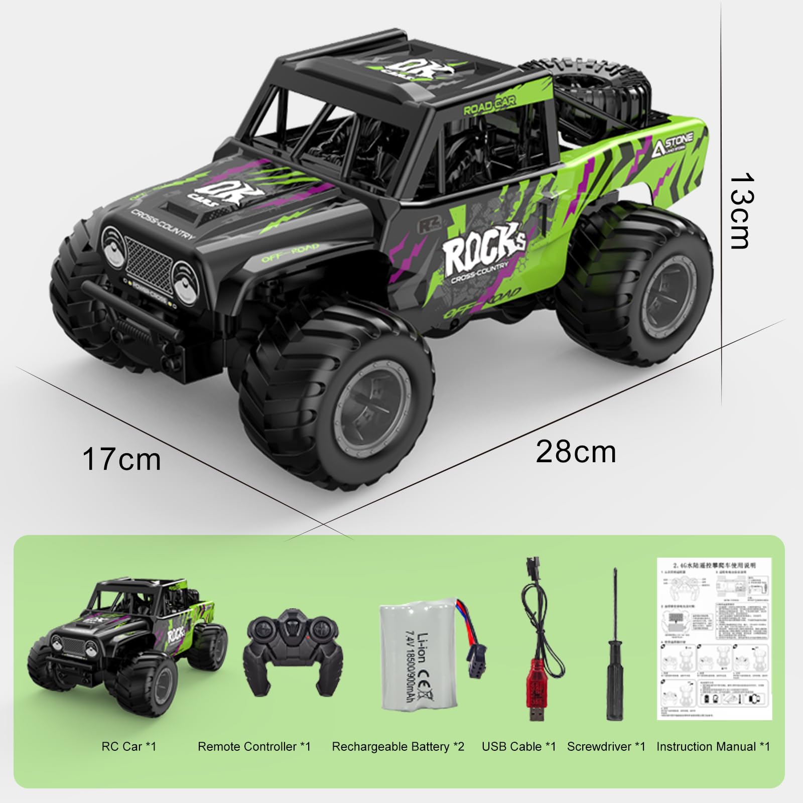Fernsteuerungs Auto Amphibisch Truck Spielzeug: Geländegängig RC Auto | 2,4 GHz 4WD Offroad RC Car FahrzeugWeihnachtsgeschenk für Jungen und Kinder