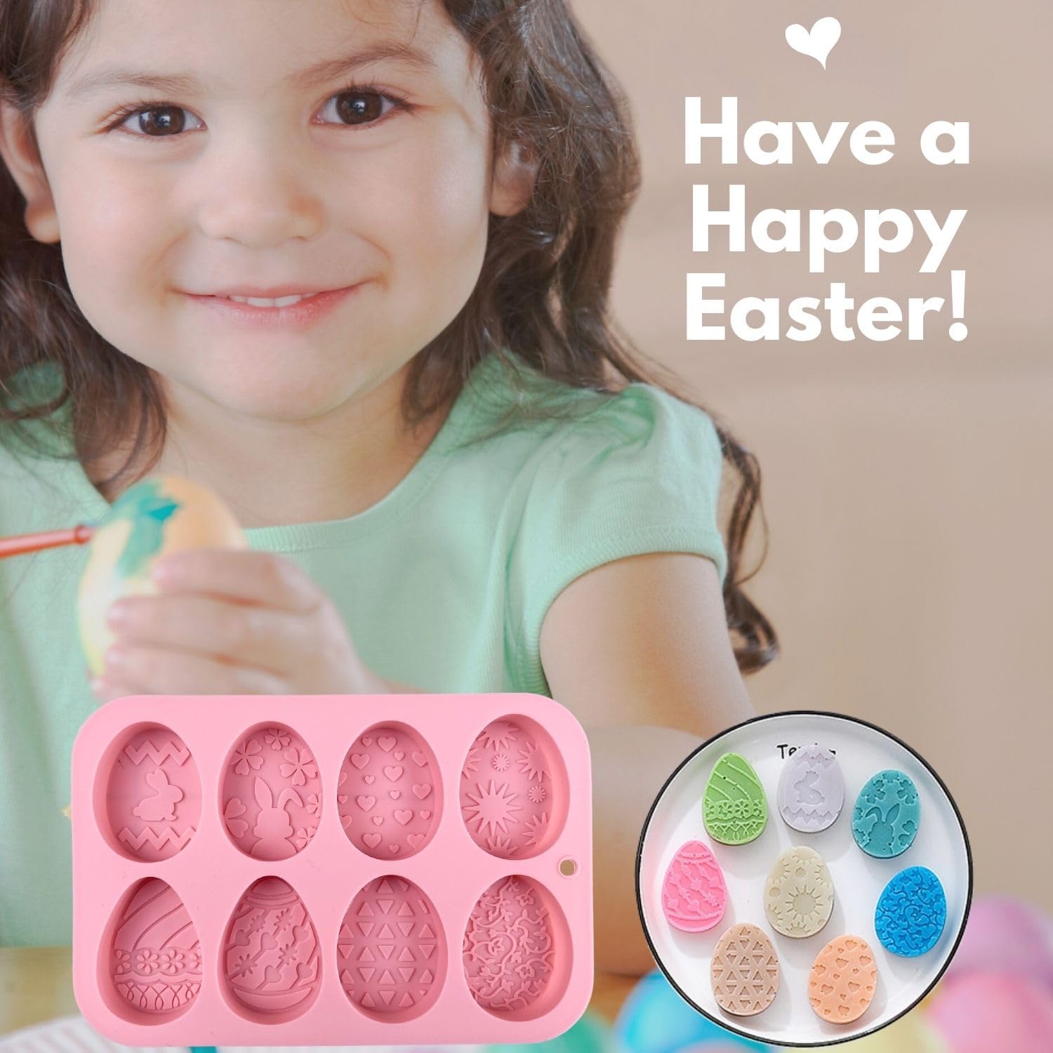 1-Piece Easter Egg Silicone Chocolate Mold, 8-Cavity Candy Mold image 5