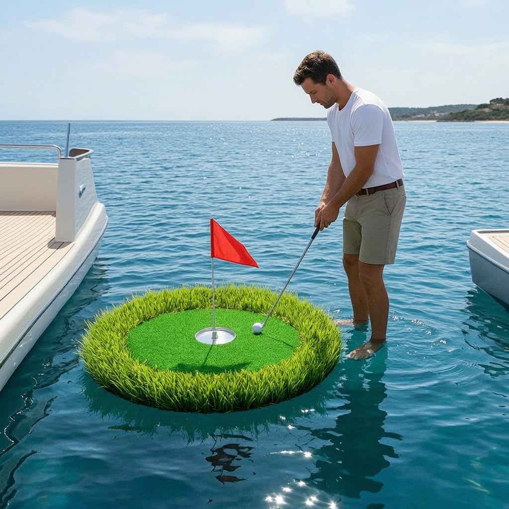 Golf Trainingsmatte Putting Matte Abschlagmatte Übungsmatte mit Realitätsnaher Unter Den Füßen Widerstandsfähiger Schaum für Wiederholte Schwünge Und, Oval 50 * 60cm