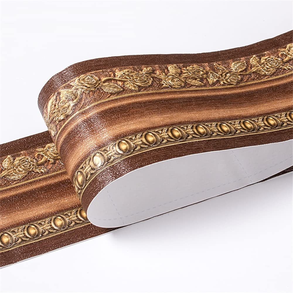 LYHYDMA Wallpaper Border 10CM PVC Waterproof Waist Line Wood Marble SelfAdhesive Skirting Wallpaper Living Room Decor Vinyl Border Wall Corner Stick(12)