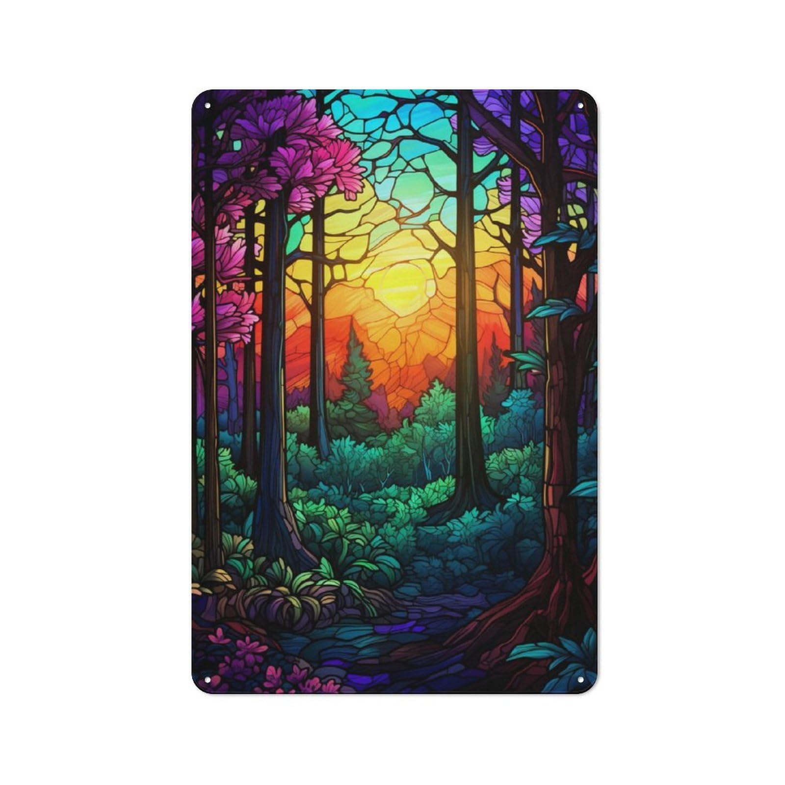 Junmoney Forest Dawn Metal Plaque 30X20cm With For Garage Wall, Vintage Decor, For Vintage Wall Decor Fans, For Metal Sign Collectors