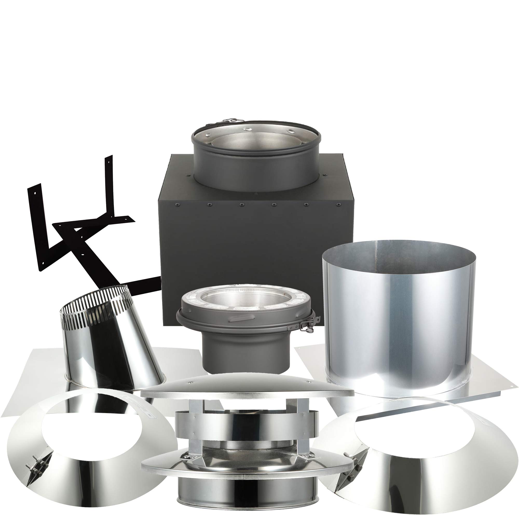 Through The Wall Chimney Kit For 6" Diameter Pipe - Complete Installation Set