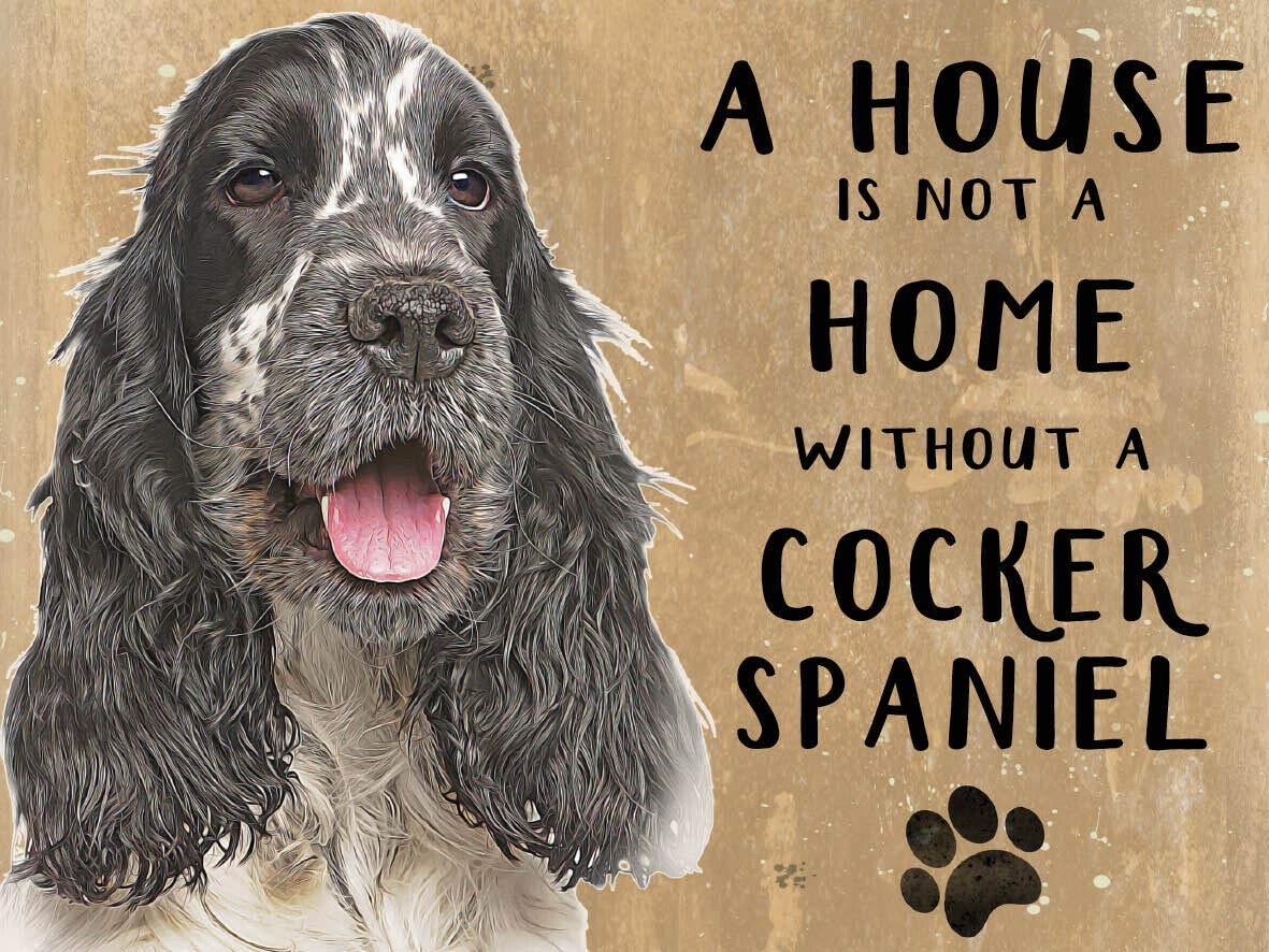 RIFOSA 6"x8" House Not A Home Cocker Spaniel Metal Sign Wall Decor