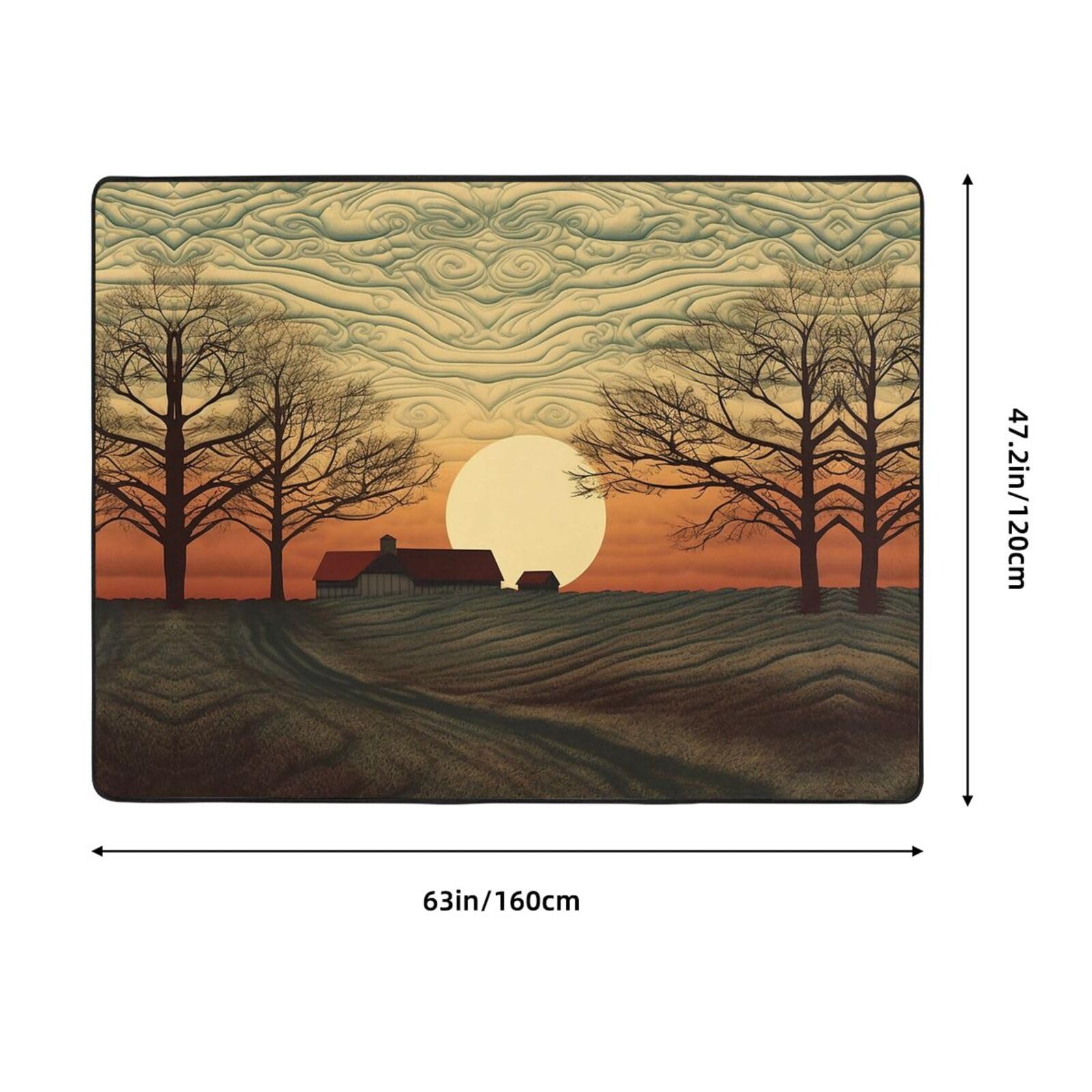 Sunrise Print - Tapete antideslizante de franela para puerta delantera y trasera de 63 x 48 pulgadas, para interiores y exteriores