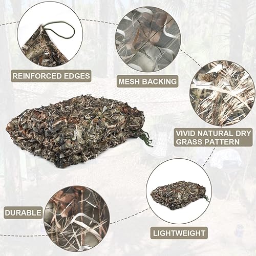 Miniatura 4 de iunio Red de camuflaje de camuflaje, 10 x 10 pies, 10 x 20 pies, 20 pies x 20 pies, respaldo de malla de tela Oxford, excedente militar, persiana de