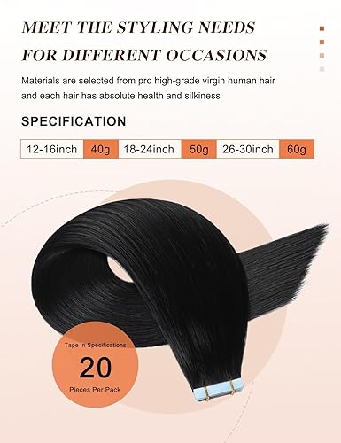 Miniatura 4 de Sunya Extensiones de cabello humano con punta I Tip de 20 pulgadas, extensiones de cabello humano negro azabache con punta en Itip extensiones de