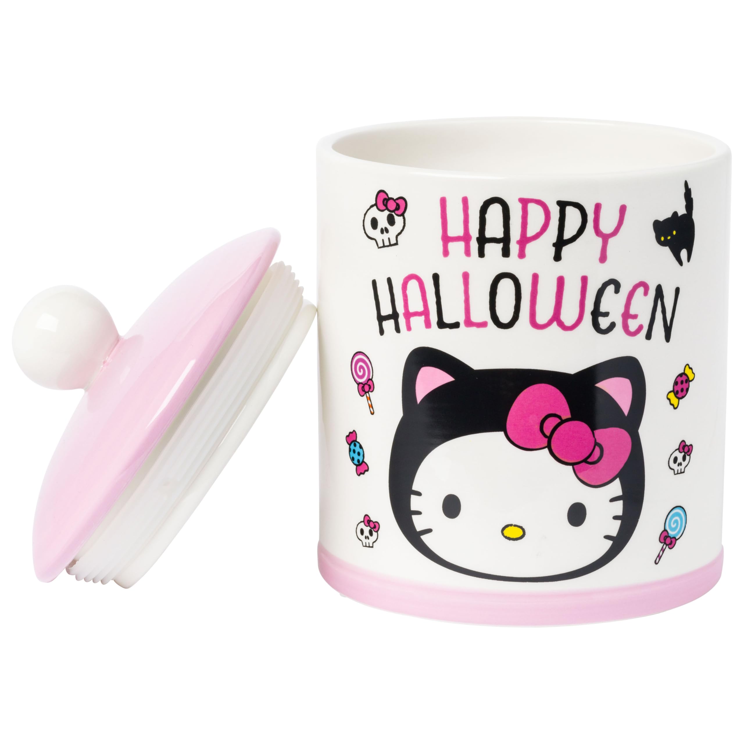 Silver Buffalo Sanrio Hello Kitty Happy Halloween Black Cat Costume Ceramic Cookie Snack Jar (Large)