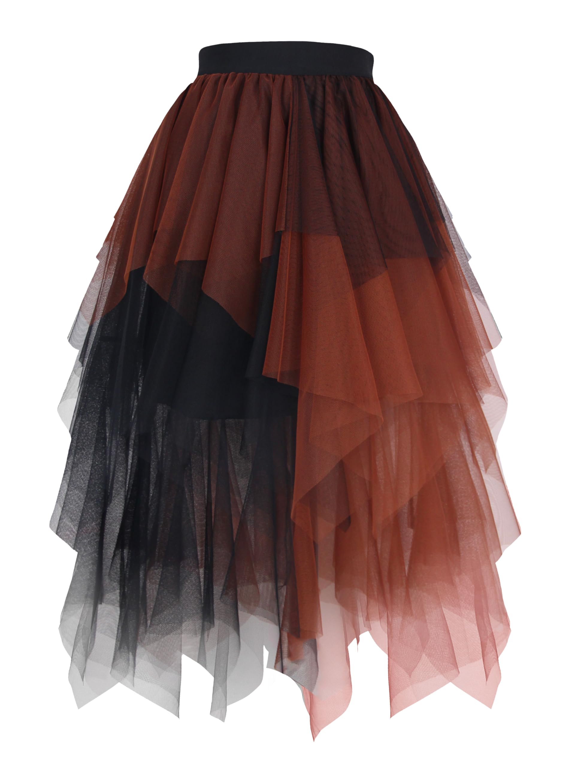 Hanpceirs Damen Tüll Röcke High Low Layered Puffy Fee Röcke A-Linie Midi Rock Unregelmäßiger Tutu Rock