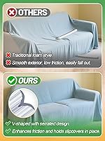 Vista 3 de Alphatool 6 piezas de agarres de silicona transparente antideslizantes para fundas de sofá - 2 tamaños para mantener las fundas de sillón y sofá