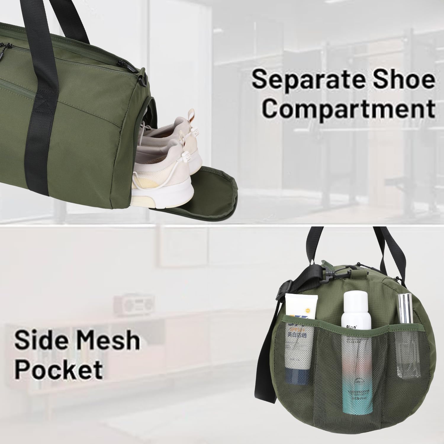 BESMART Gym Bags for Men with Side Pocket，38L Large Sports Gym Duffle Bag