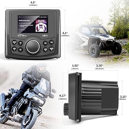 Miniatura 4 de Powersports UTV Stereo AM/FM con Bluetooth Streaming 3 zonas, compatible con cámara de visión trasera, interruptor amplificador externo