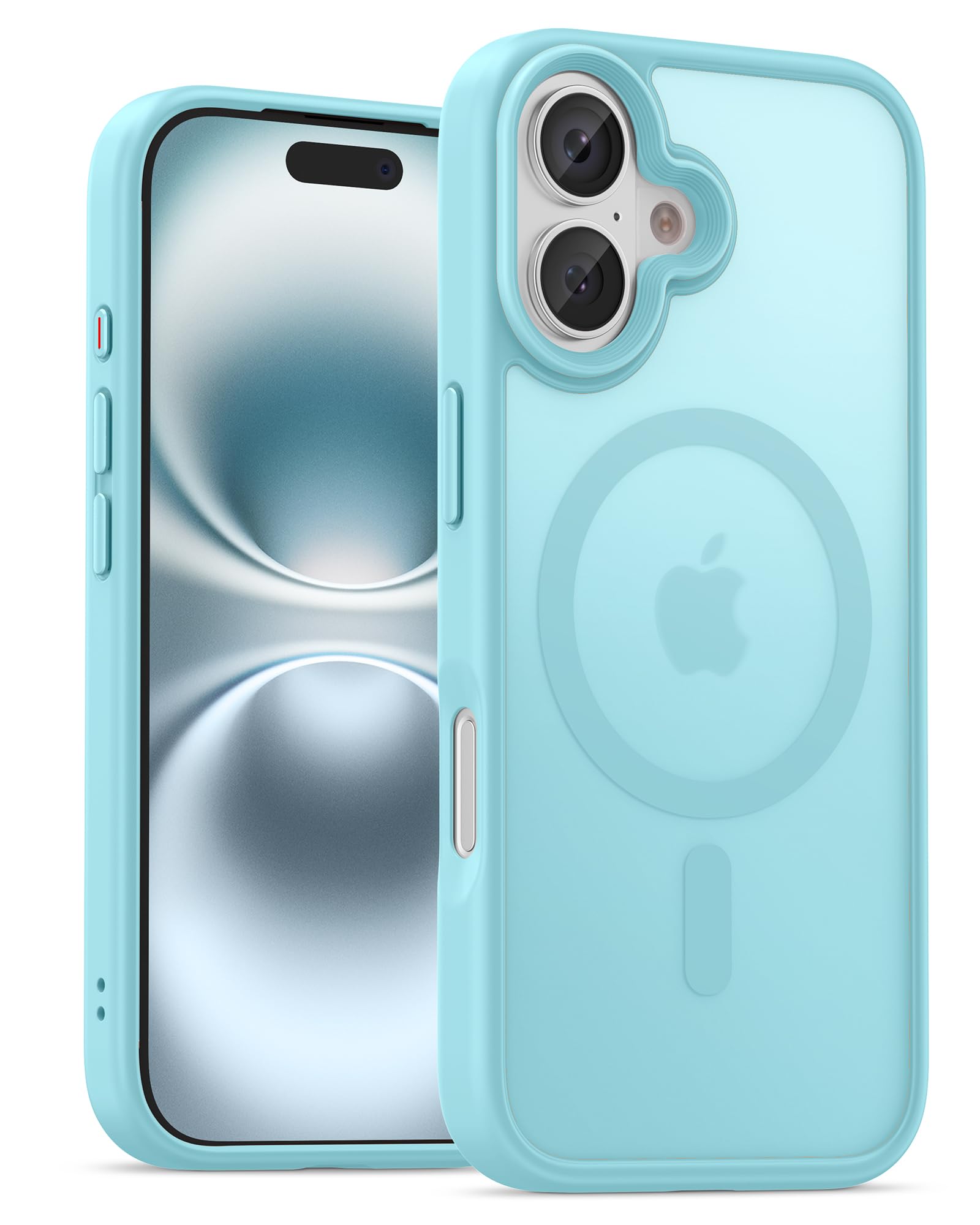 UNBREAKcable For iPhone 16 Case for MagSafe, Full Camera Protection, Built-in Magnetic Ring, Shockproof, Scratch-Resistant, Translucent Matte Mobile Phone Case for iPhone 16 Case 6.1 Inches, Mint Green