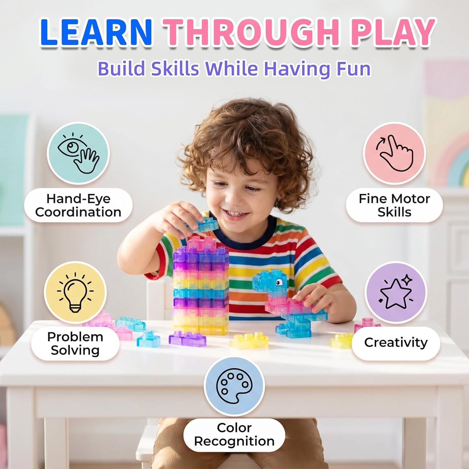 40 PCS Jelly Soft Building Blocks for Kids 3+ Years, Sensory Gummy Construction Blocks, Montessori Soft & Flexible Stacking Toy, STEM Educational Learning Toy, Birthday Gift for Boys & Girls — Amazon image 2
