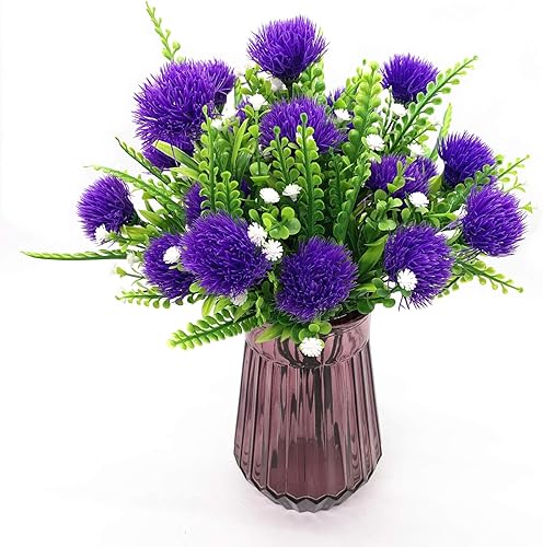 Vista 28 de Decoración de plantas artificiales de diente de león, flores de plástico falsas, arbustos, hierba para interiores y exteriores, hogar, jardín, boda