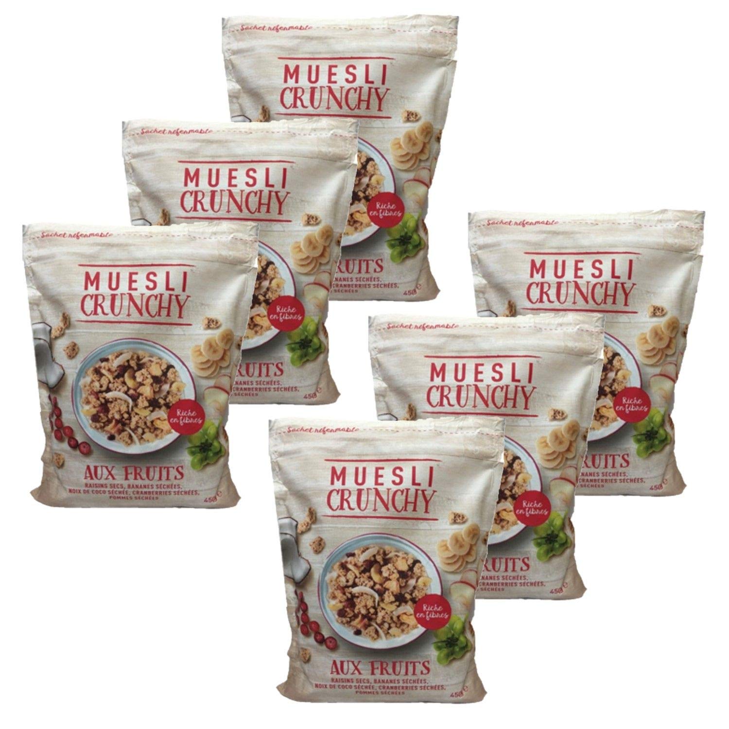 Muesli - Juego de 6 frutas crujientes – paquete de 450 g