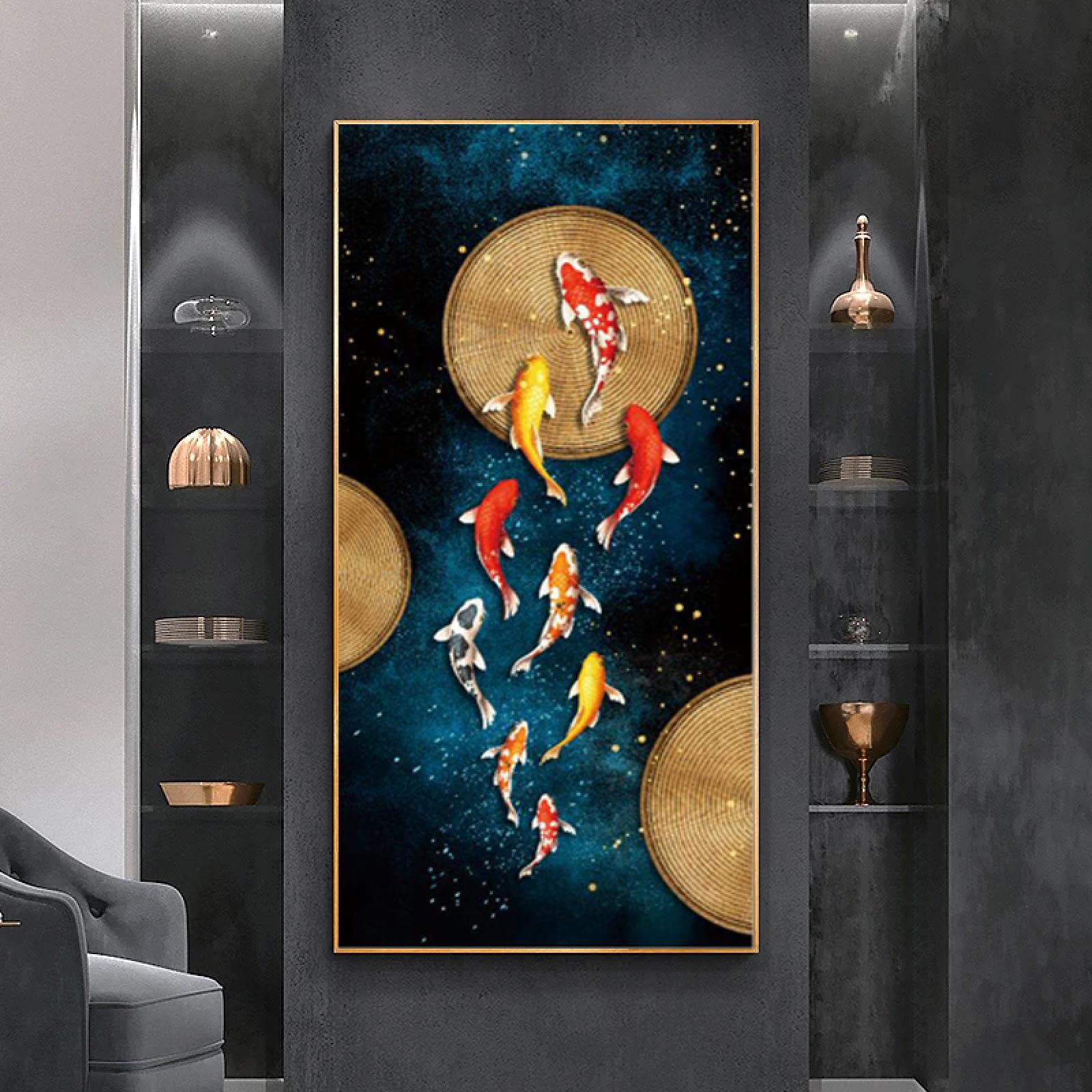 Luxe Nordique Rouge Poisson Affiche sur Toile de Qualité Supérieure 60x80cm - 8