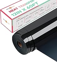 Vista 1 de HTVRONT Heat Transfer Vinyl Black Iron on Vinyl-12 x 60FT Black HTV Vinyl Roll Easy to Cut & Weed for Heat Vinyl Design