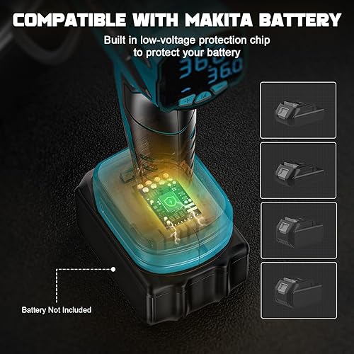Miniatura 7 de Inflador de Neumáticos Compresor de Aire Compatible con Batería Makita 18V, LIVOWALNY 160PSI Bomba de Aire Eléctrica Portátil Inalámbrica con