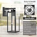 Tipace 2 Pack de lanterne murale extérieure avec capteur de dusk à dawn, Matte Black Sensor Accessoires extérieurs de lumière, Exterior Wall Sconce avec un écran de verre clair(2700K E26 Ampoules comprises)